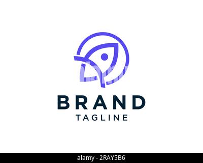 Rocket Logo. Blue Geometric Shapes Simple Rocket Icon isolated on White Background. Usable for Business and Technology Logos. Flat Vector Logo Design Stock Vector