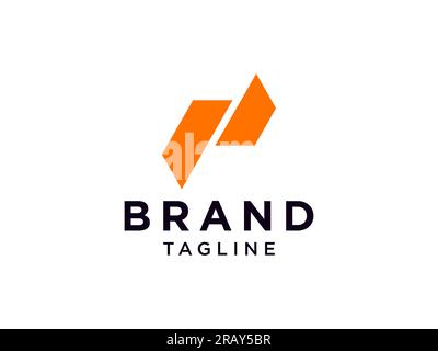 Abstract Initial Letter P Logo. Orange Geometric Line isolated on White Background. Usable for Business and Branding Logos. Flat Vector Logo Design Te Stock Vector
