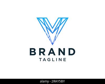 Abstract Initial Letter V Logo. Blue Shape Geometric Lines isolated on White Background. Usable for Business and Technology Logos. Flat Vector Logo De Stock Vector
