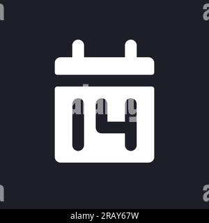 Calendar application dark mode glyph ui icon Stock Vector