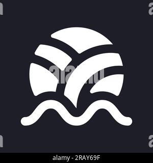 Beach volleyball dark mode glyph ui icon Stock Vector