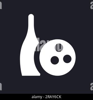 Bowling equipment dark mode glyph ui icon Stock Vector