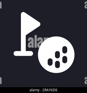 Golf ball and cup tag dark mode glyph ui icon Stock Vector