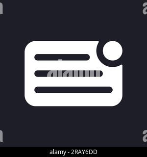 Notification from main menu dark mode glyph ui icon Stock Vector