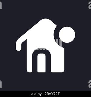 Notification from homepage dark mode glyph ui icon Stock Vector
