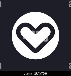 Heart dark mode glyph ui icon Stock Vector