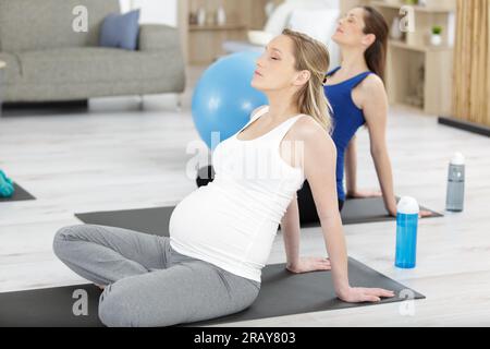 two pregnant women doing sport Stock Photo