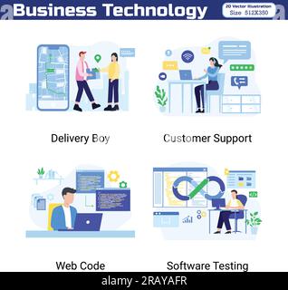 Set of 20 Technology is a unique illustration. Flat vector illustrations. This illustration really helps your digital needs. Stock Vector