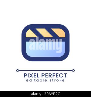 Video file pixel perfect gradient fill ui icon Stock Vector