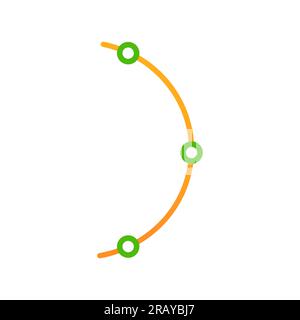 Orange curved line with green points vector design element Stock Vector