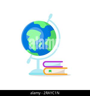 Geographic globe with books vector design element Stock Vector