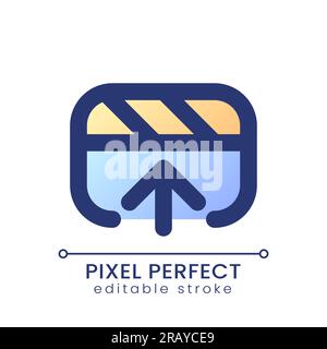 Export video file pixel perfect gradient fill ui icon Stock Vector