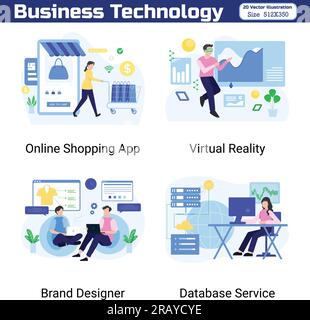 Set of 20 Technology is a unique illustration. Flat vector illustrations. This illustration really helps your digital needs. Stock Vector