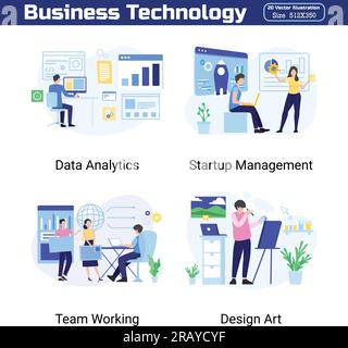 Business Technology Illustrations. You can use this illustration for your website, Trendy vector style. Stock Vector