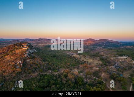 Aerial view of the ruins of Great Zimbabwe Stock Photo