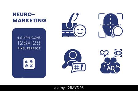 Neuromarketing black solid desktop icons pack Stock Vector