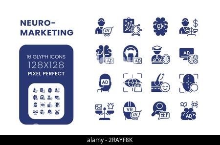 Neuromarketing black solid desktop icons pack Stock Vector