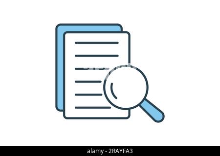 Search file icon, Research, Magnifying glass, document. Flat line icon style design. Simple vector design editable Stock Vector