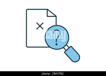 no result data icon. not found, magnifying glass with document. icon related to Find, Search. Flat line icon style design. Simple vector design editab Stock Vector