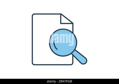 Document search Icon. search file, Magnifying Glass with document. Flat line icon style design. Simple vector design editable Stock Vector
