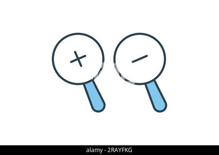 Zoom In and Zoom Out Icon. search, Magnifying glass. Flat line icon style design. Simple vector design editable Stock Vector