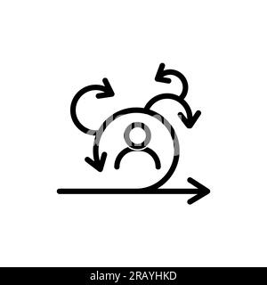 man with arrow symbolising Scrum master icon, Agile icon, vector Stock Vector