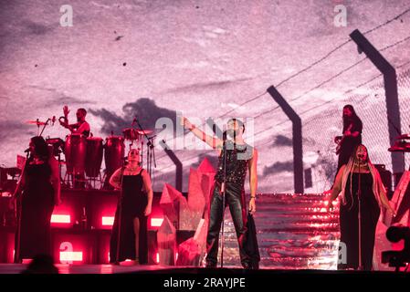 Torino, Italia. 5 luglio 2023. the Italian singer Marco Mengoni performed live on the stage of the Stadio Grande Torino. Credit: Andrea Pinna Stock Photo