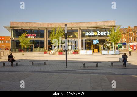 Modern cafes and bars at The Rock area of Bury Stock Photo