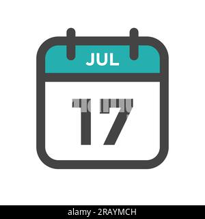 July 17 Calendar Day or Calender Date for Deadline and Appointment Stock Vector