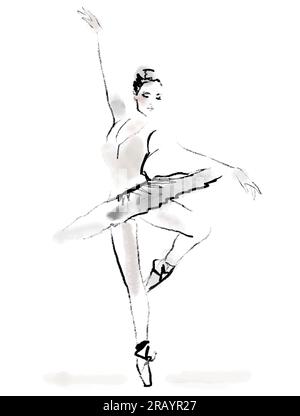 sketch of a woman in a dress ballet dancer line art continuous art  watercolor icon girl 5349164 Vector Art at Vecteezy