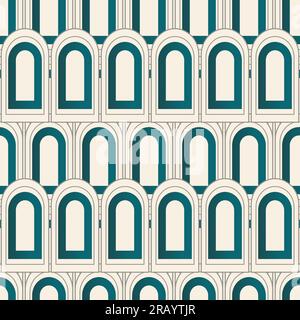 Retro vintage green gradient arches modern seamless pattern. Stock Vector