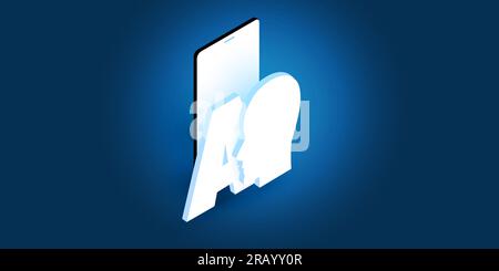 Futuristic Machine Learning, Artificial Intelligence, Cloud Computing, Automated Support Assistance and Networks Design Concept with Isometric AI Labe Stock Vector