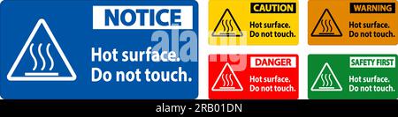 Caution Safety Label Hot Surface, Do Not Touch Stock Vector