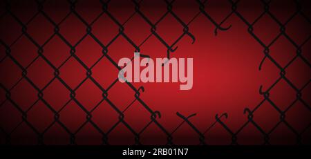 Ripped steel wire chain. Chainlink fence. Safety fence pattern ...