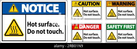 Caution Safety Label Hot Surface, Do Not Touch Stock Vector