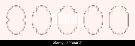Minimalistic aesthetic y2k frames. 5 ovals. Stock Vector
