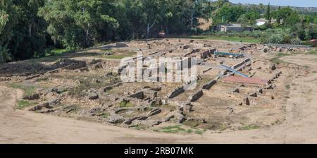 Torreaguila Roman Villa remains, Barbano, Badajoz, Spain. Aerial view Stock Photo