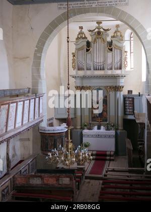 Interior of the fortified church in Viscri , maybe the most famous village in Transylvania Romania Stock Photo