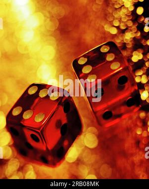 two red dice showing double six Stock Photo