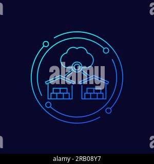 Cloud platform for warehouses icon, linear design Stock Vector