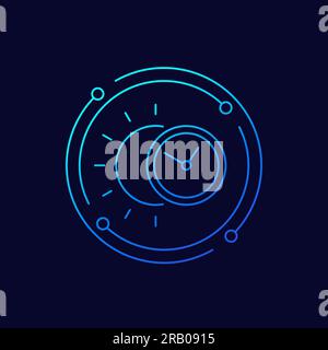 sun and time line icon, vector Stock Vector