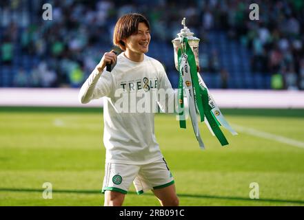 File photo dated 03-06-2023 of Kyogo Furuhashi. Joe Hart lavished praise on Kyogo Furuhashi as he described his delight about the Japan striker's decision to extend his time at Celtic. Issue date: Thursday July 6, 2023. Stock Photo