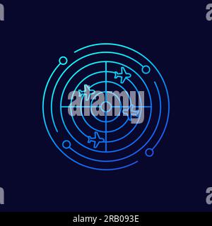 flight radar icon, linear design Stock Vector