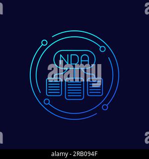 NDA icon with documents, linear design Stock Vector