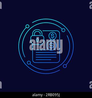 locked funds line icon for web Stock Vector