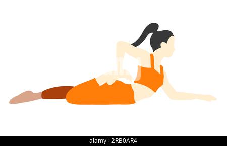 Flexibility yoga pose. Asian female, lady, woman, girl. Meditation,  pilates, mental health, training, sport, gym. Vector illustration in  cartoon flat Stock Vector Image & Art - Alamy