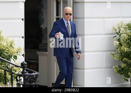 July 6, 2023, Washington, Distric of Columbia, USA: US President JOE BIDEN walk out to take Marine One en route to Joint Base Andrew, today on July 06, 2023 at South Lawn/White House in Washington DC, USA. (Credit Image: © Lenin Nolly/ZUMA Press Wire) EDITORIAL USAGE ONLY! Not for Commercial USAGE! Stock Photo