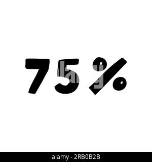 Sale 75 percent off orange discount logo special offer lettering. Vector design illustration in cartoon actual modern style isolated on white backgrou Stock Vector