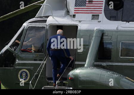 July 6, 2023, Washington, Distric of Columbia, USA: US President JOE BIDEN walk out to take Marine One en route to Joint Base Andrew, today on July 06, 2023 at South Lawn/White House in Washington DC, USA. (Credit Image: © Lenin Nolly/ZUMA Press Wire) EDITORIAL USAGE ONLY! Not for Commercial USAGE! Stock Photo