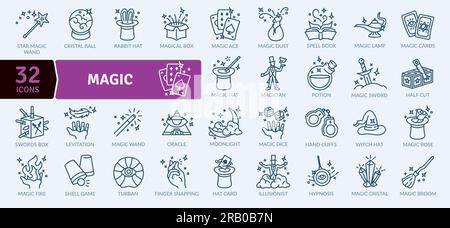 Magic world icons Pack Vector. Magic spectacle icons Pack Stock Vector